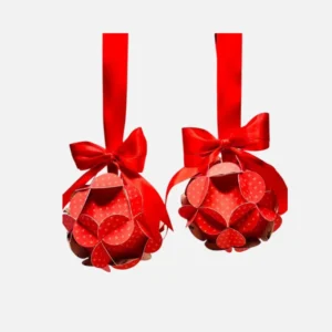 3D - Bola Papel Navidad Roja