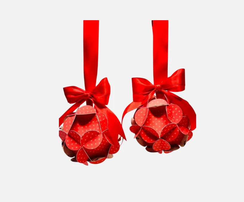 3D Bola Papel Navidad Roja Studio3 Silhouette